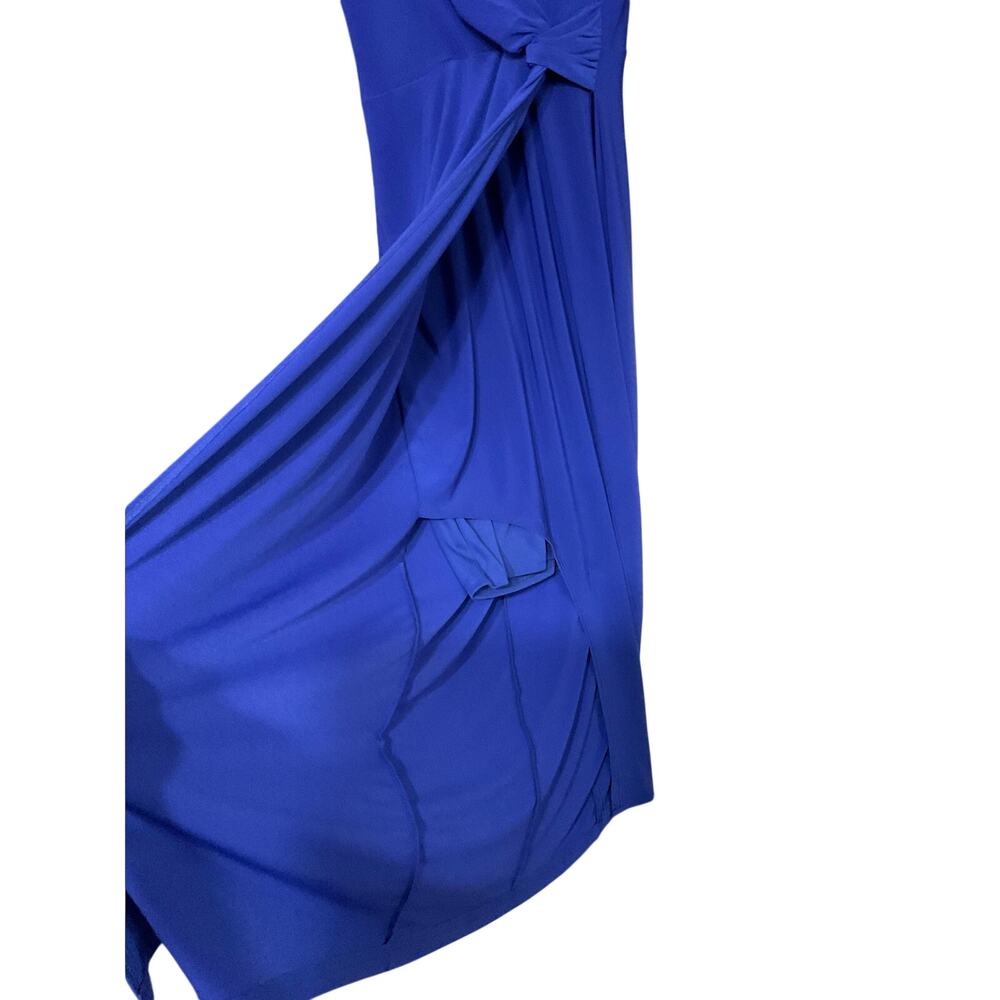 Marina crossover V-neck Midi Dress Flared Beaded Scalloped Sleeves Size 6 Small - Picture 7 of 9